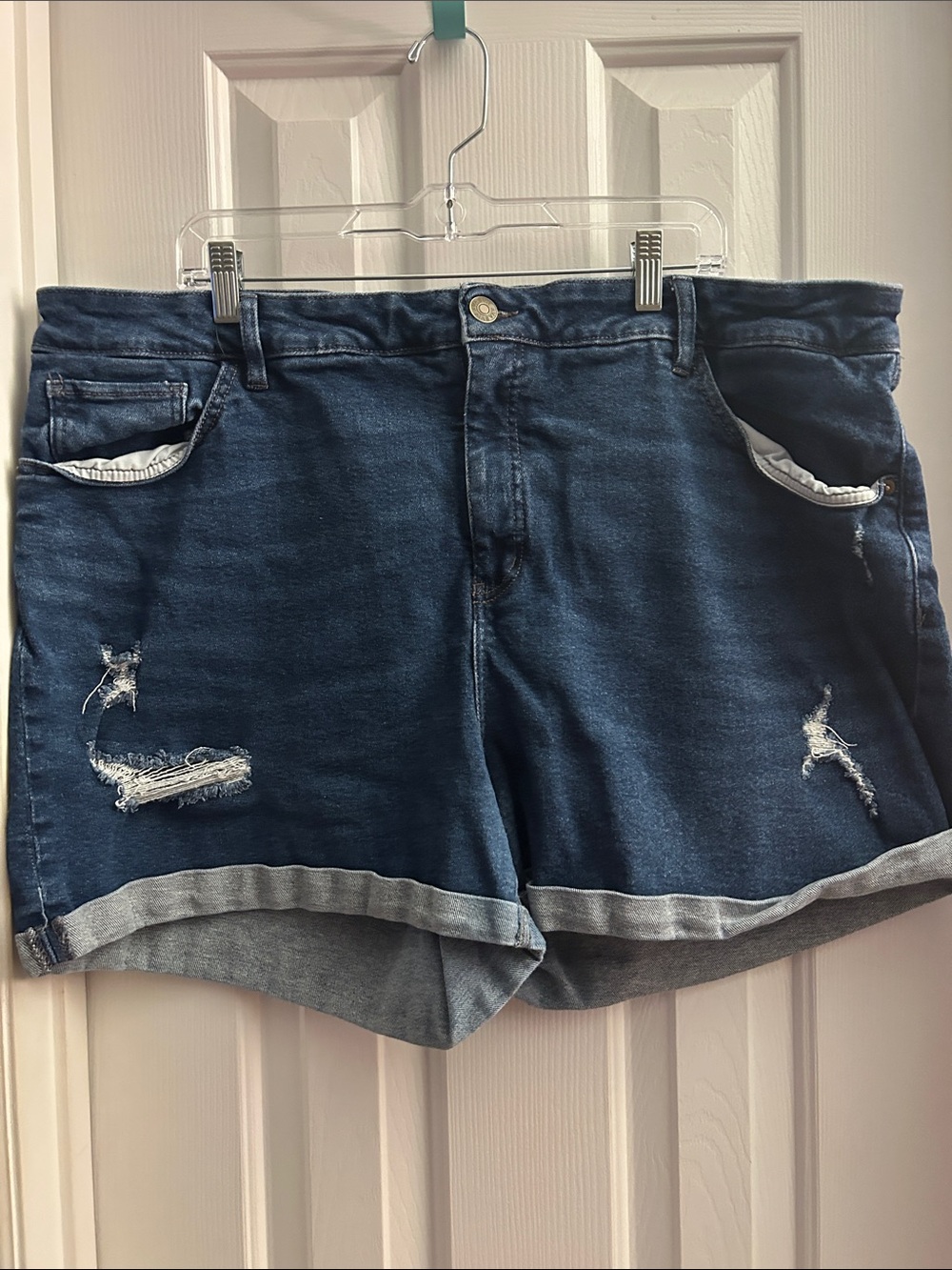 Ava & Viv Dark Blue Distressed Cuffed Denim Shorts